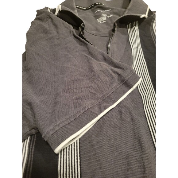 Shaquille O'Neal Polo Shirt Mens 3XL Gray Vertical Stripe Zip Short Sleeve - Picture 4 of 6